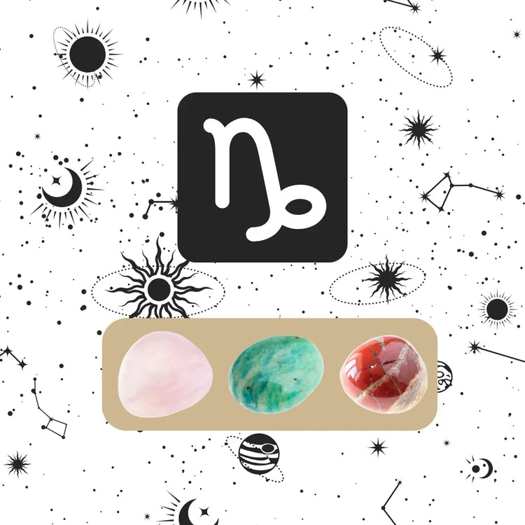 Collection Capricorne Pierres Naturelles avec Jaspe rouge, Amazonite et Quartz rose pour discipline et sérénité