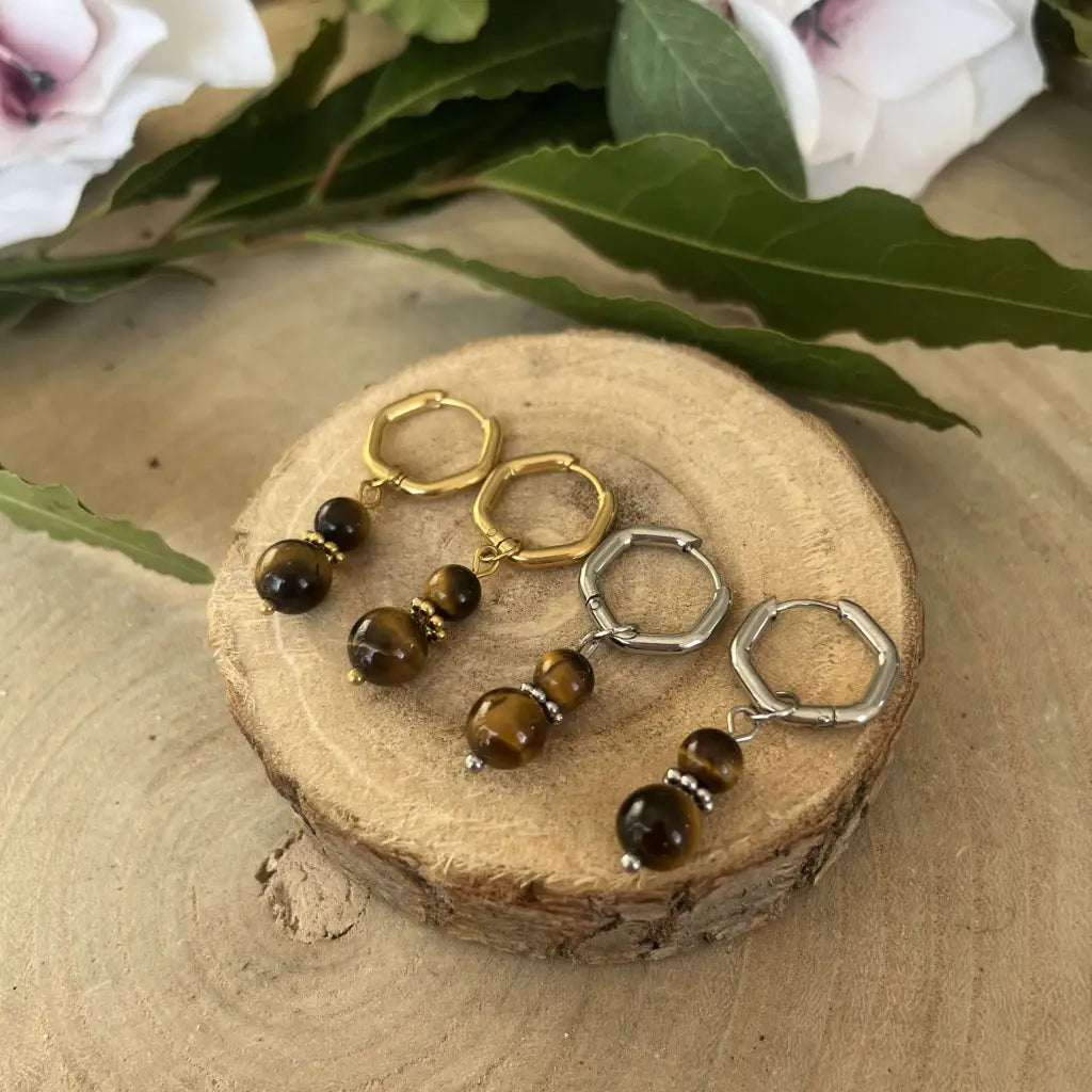 Boucles d’Oreilles Œil de Tigre: Élégance et Résistance