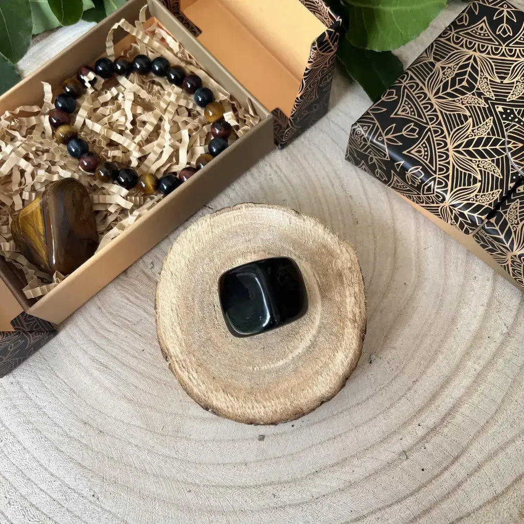 Box Protection Pierres Naturelles Aura de Roche avec pierres lithothérapie et bracelet naturel