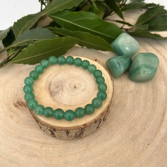 Bracelet Aventurine Verte Naturel en perles rondes, ajoutant une touche de style élégant à votre poignet