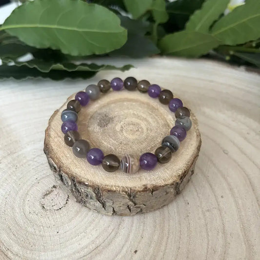 Bracelet Pierres Anti-Tabac d'Aura de Roche avec des perles colorées pour une protection naturelle