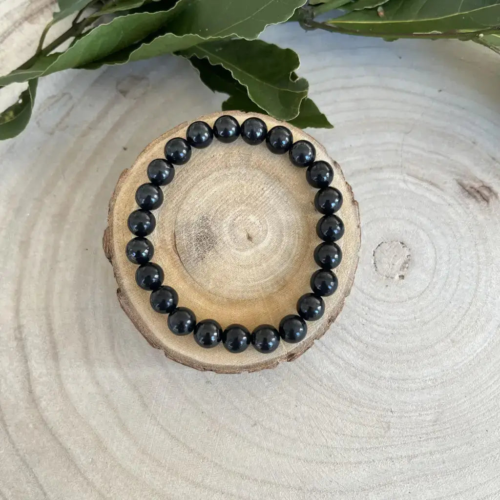 Bracelet Bouclier Shungite, bracelet en pierre naturelle noire, pour protection et bien-être