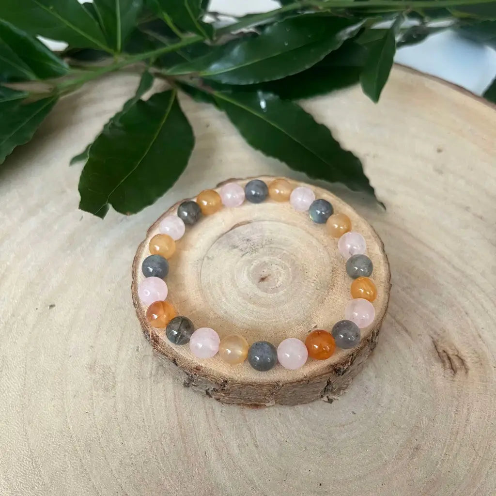 Bracelet Signe Bélier: Labradorite Cornaline et Quartz