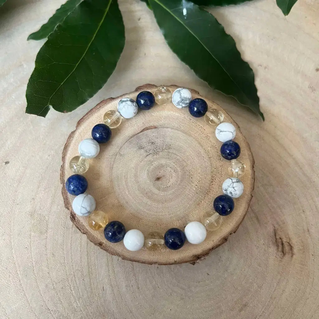 Bracelet Signe Gémeaux: Lapis Lazuli Citrine et Howlite