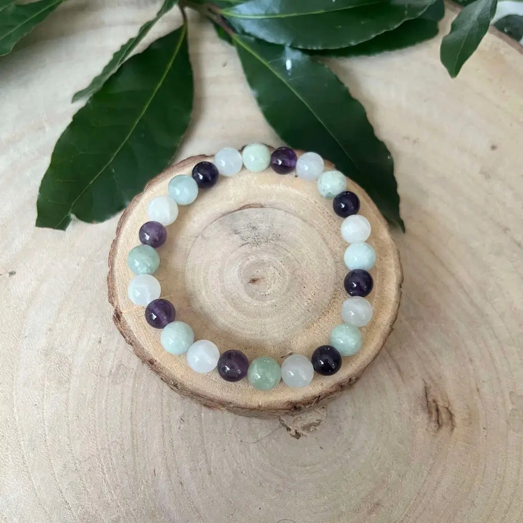 Bracelet Signe Poisson: Pierre de Lune Améthyste et Aigue