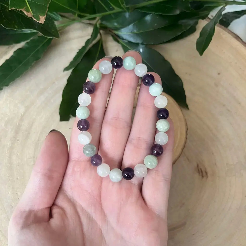 Bracelet Signe Poisson: Pierre de Lune Améthyste et Aigue