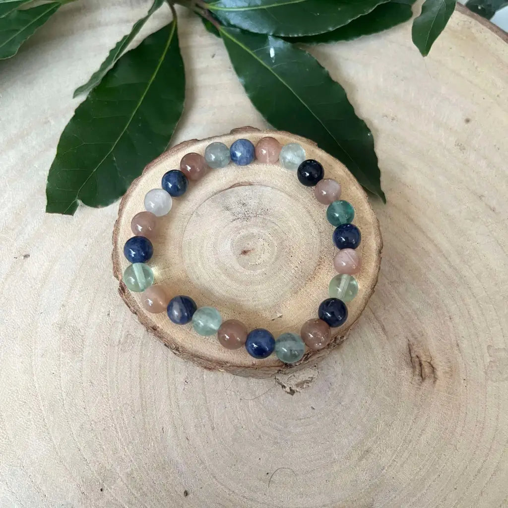 Bracelet Signe Verseau: Fluorite Sodalite et Pierre