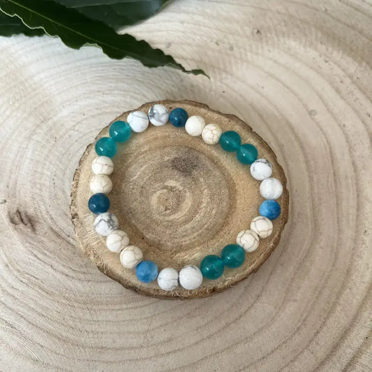 Bracelet soutien perte de poids sur mesure avec des perles variées en turquoise et marbre