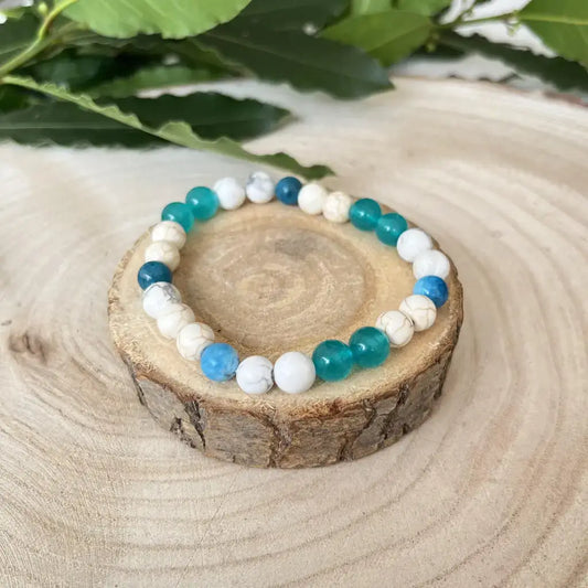 Bracelet soutien perte de poids sur mesure avec perles multicolores en turquoise et blanc