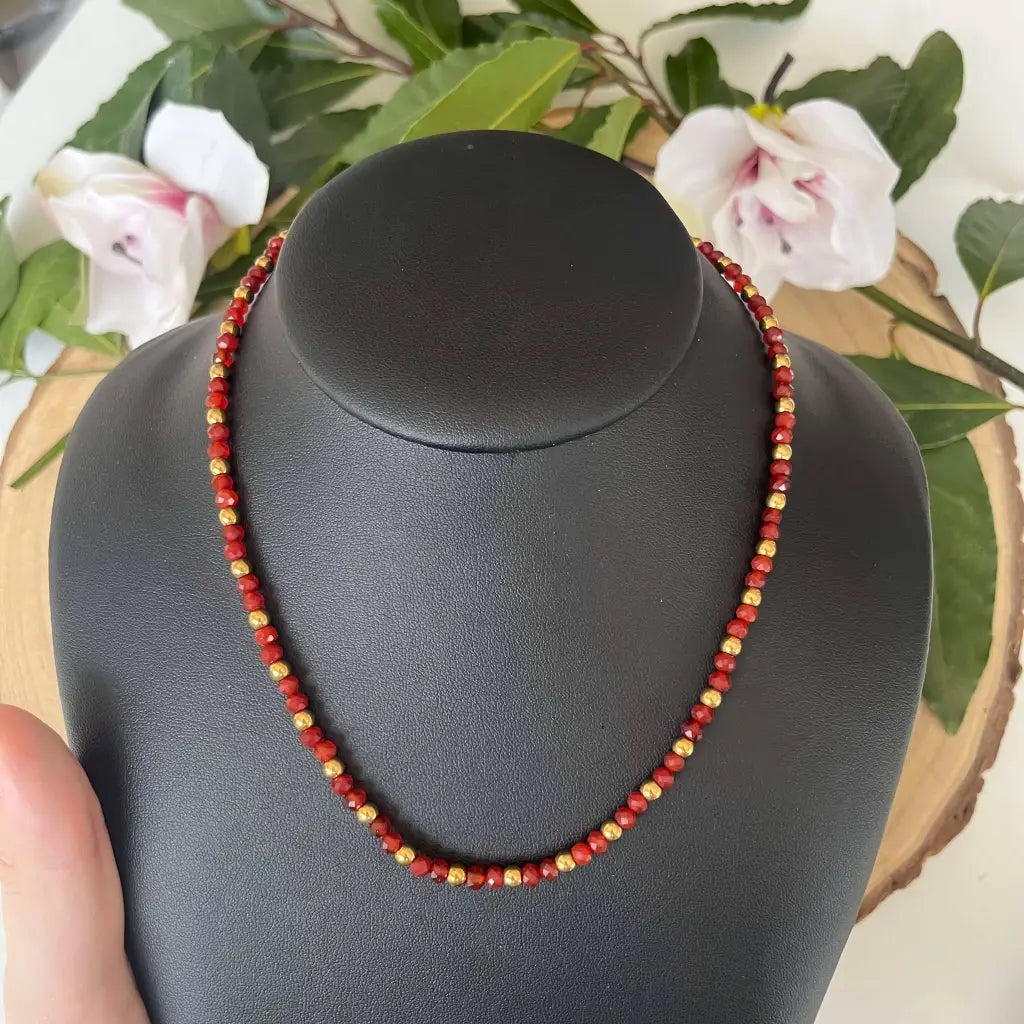 Collier Eden Cornaline - Or / 40/45 cm - bijoux pierre