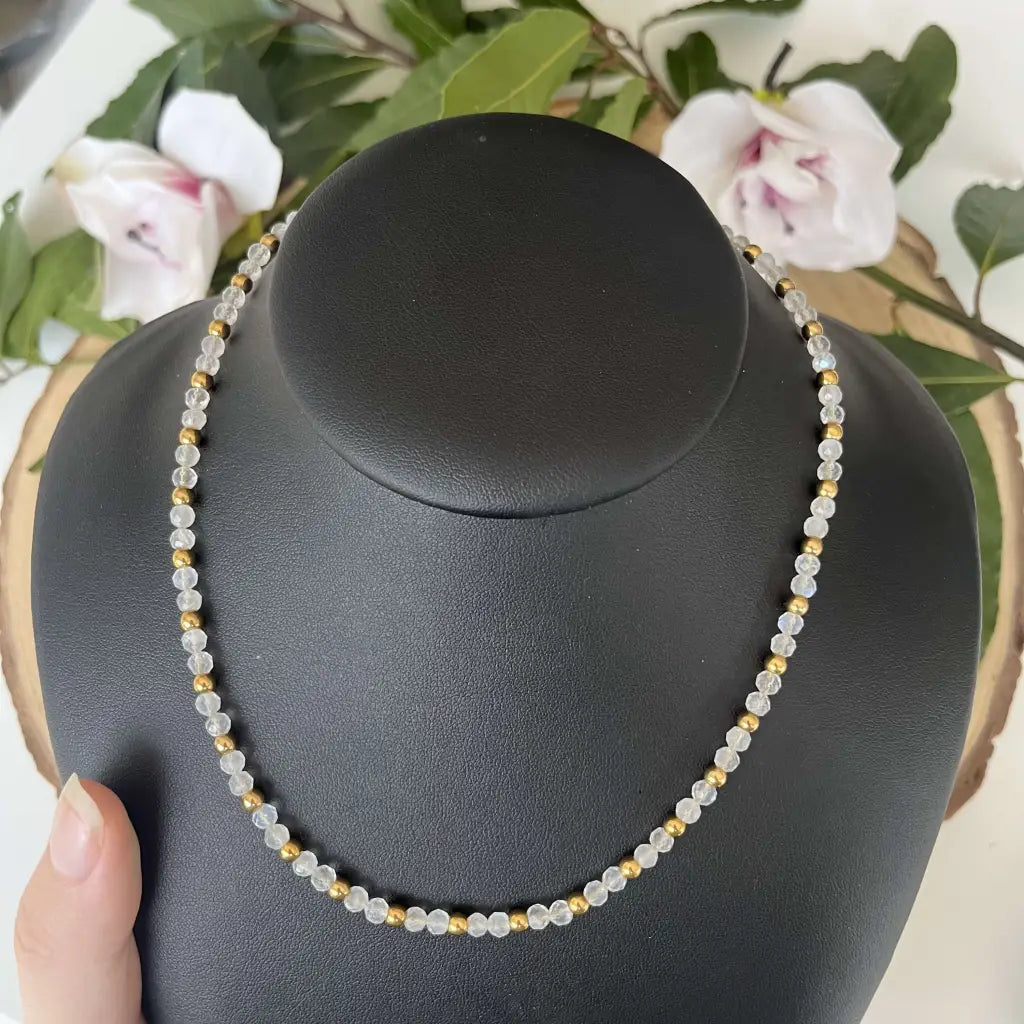 Collier Eden Pierre de Lune Bleuté - Or / 40/45 cm - bijoux