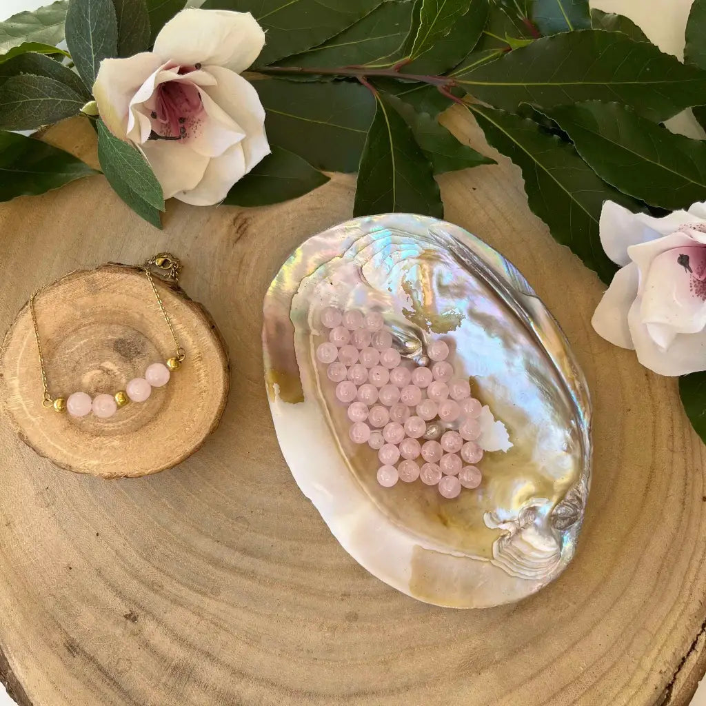 Collier Fusion Minérale - Or / Quartz Rose - Collier acier
