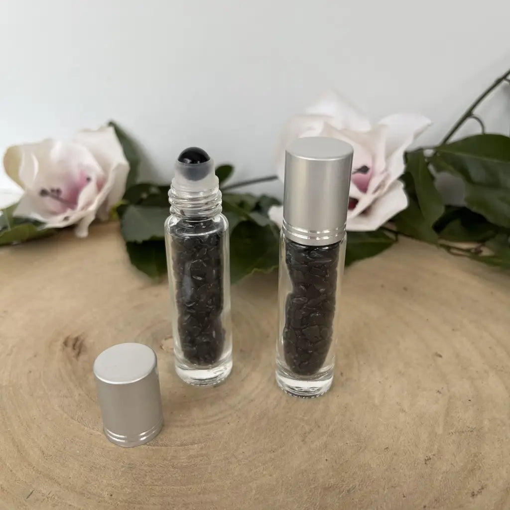 Flacon Roll-On en Obsidienne Noire – 10 ml | Pierre