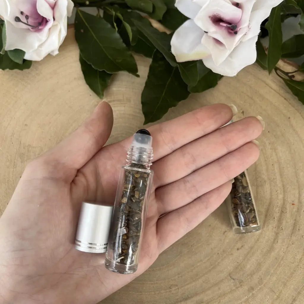 Flacon Roll-On en Œil de Tigre – 10 ml | Pierre Naturelle