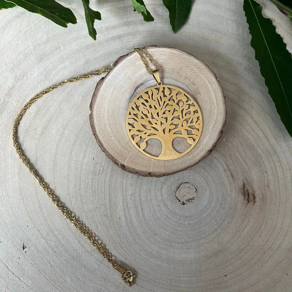 Grand Pendentif Arbre de Vie en Acier Inoxydable - Collier