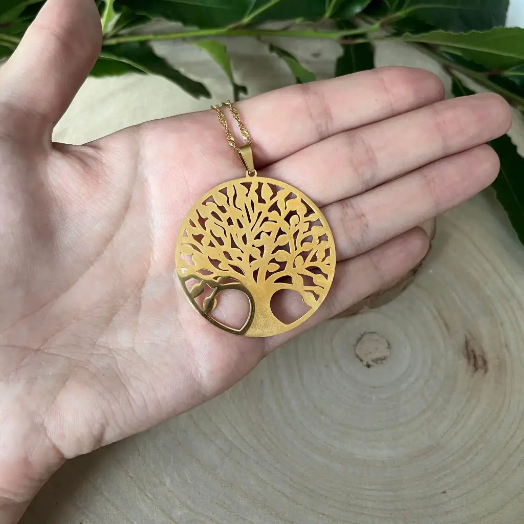 Grand Pendentif Arbre de Vie en Acier Inoxydable - Collier