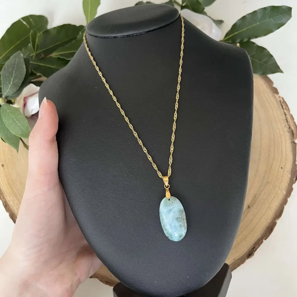 Pendentif Larimar - Or - Collier pendentif