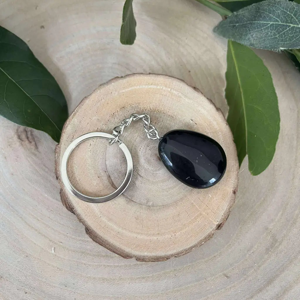 Porte-clés Obsidienne Noire Naturelle – Protection