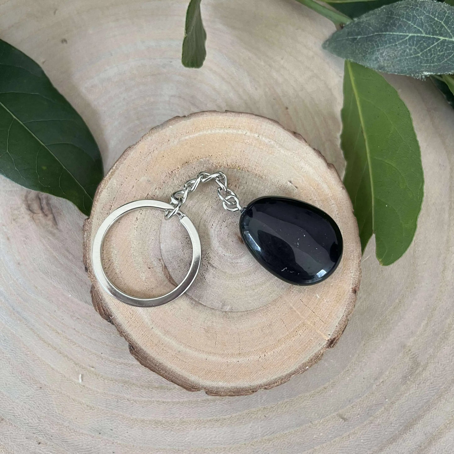 Porte-clés Obsidienne Noire Naturelle – Protection