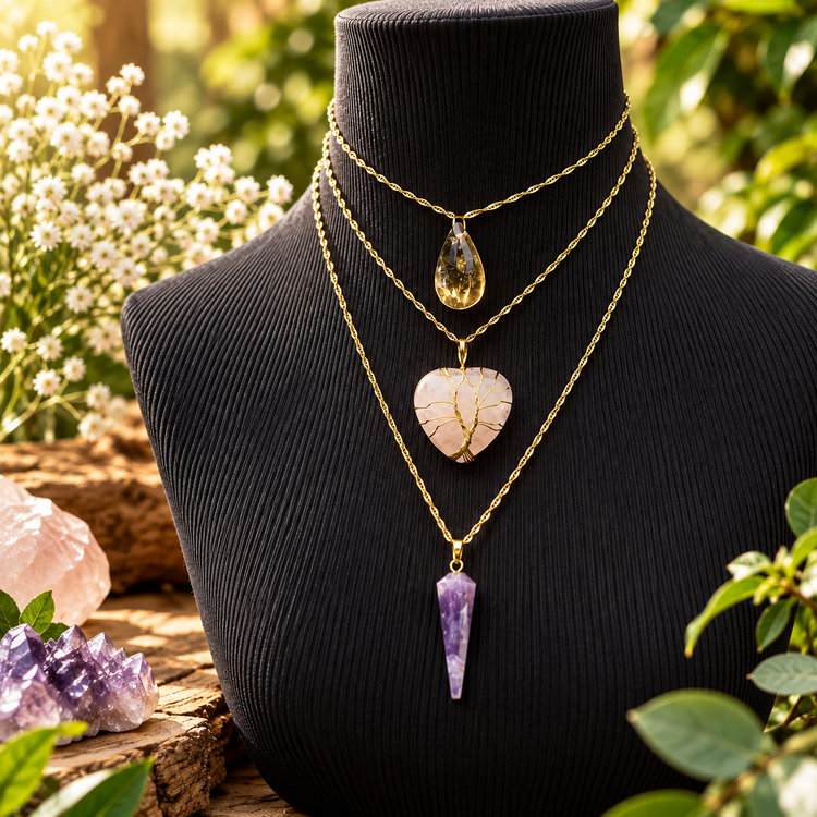 Colliers et pendentifs en pierres naturelles