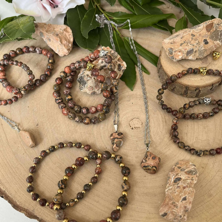 Bijoux en jaspe léopard naturel