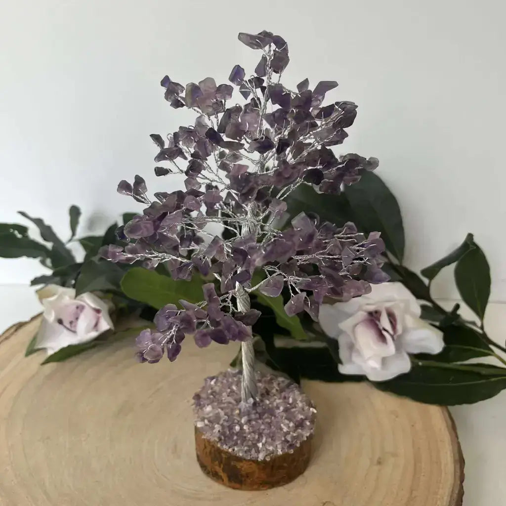 Arbre en améthyste naturelle violette fait main