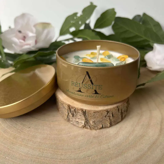 Set De 2 Bougies Parfumées De Guérison Avec Pierres Naturelles - Vanille Cannelle & Cade Lavande - Cadeau Bien-Être