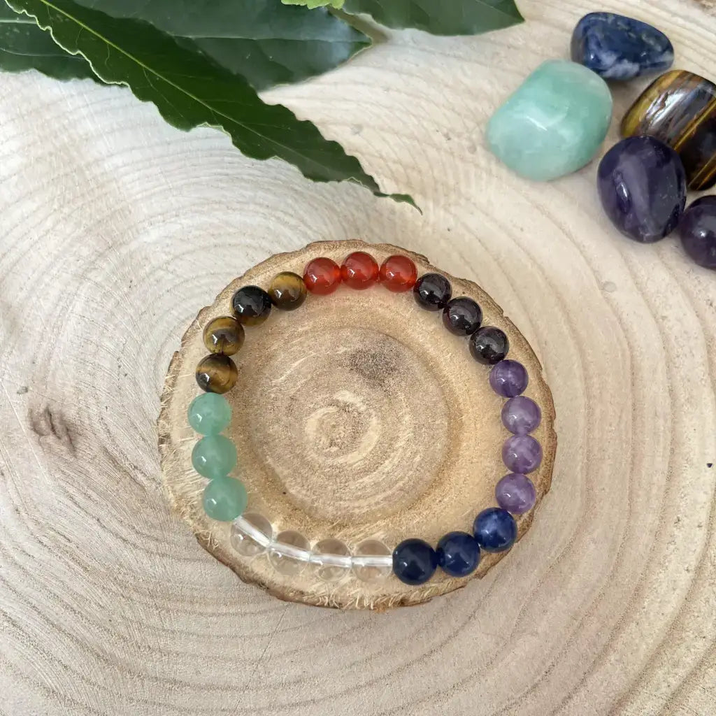 Bracelet 7 Chakras en pierres naturelles colorées pour l'harmonie et l'équilibre spirituel