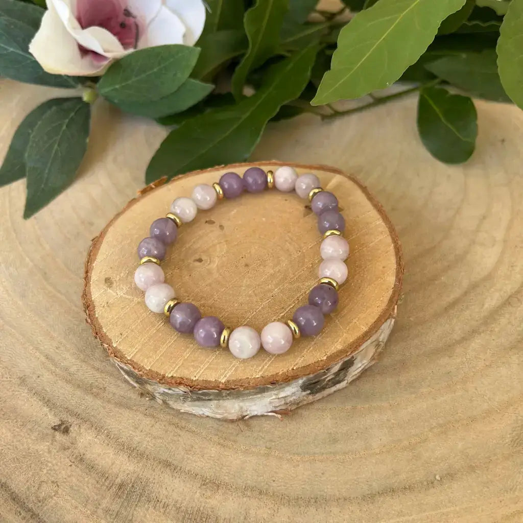 Bracelet Lithothérapie En Kunzite Violette - Pierres Semi-précieuses 6,8,10 Mm, Pour Femme, Homme, Enfant, Marque Française