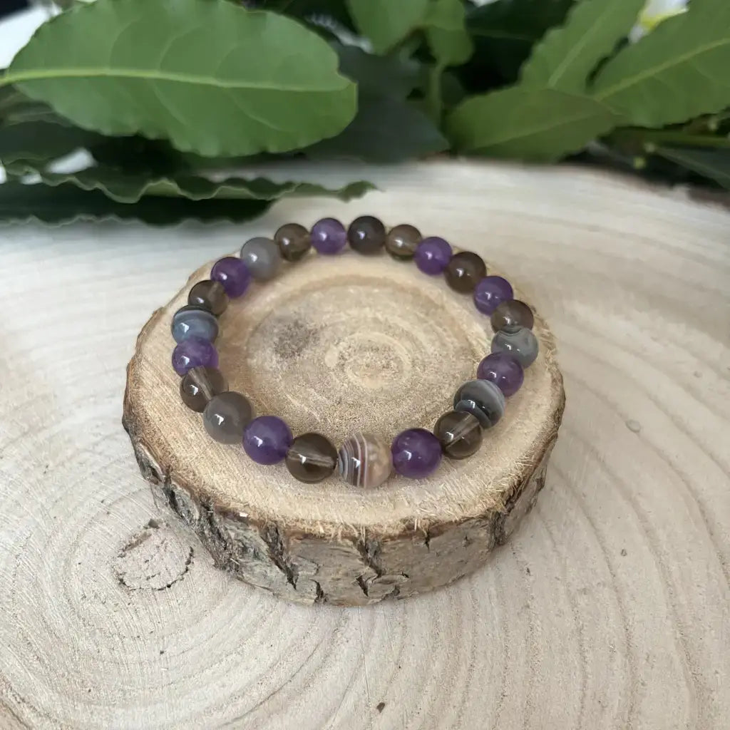 Bracelet Pierres Anti-Tabac d'Aura de Roche avec des perles colorées pour une protection naturelle