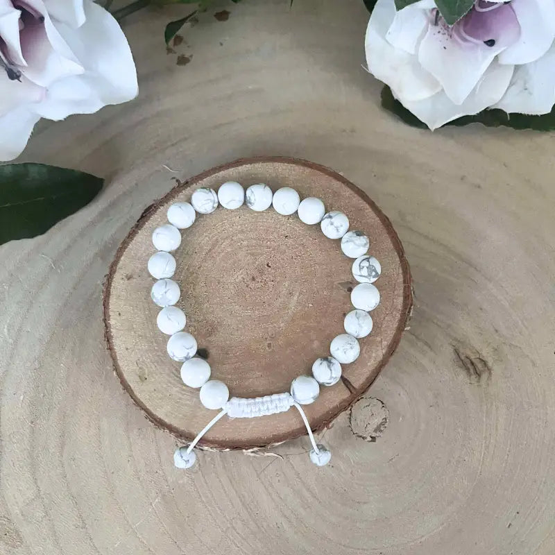 Bracelet Shambala Howlite Réglable - bracelet pierre