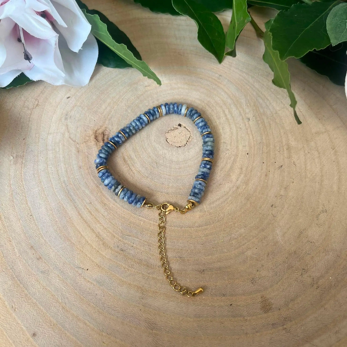 Bracelet Sodalite Perles Rondelles 6 mm Réglable