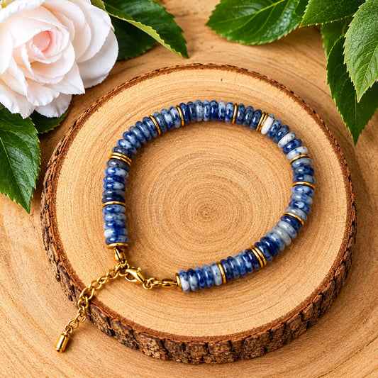 Bracelet Sodalite Perles Rondelles 6 mm Réglable