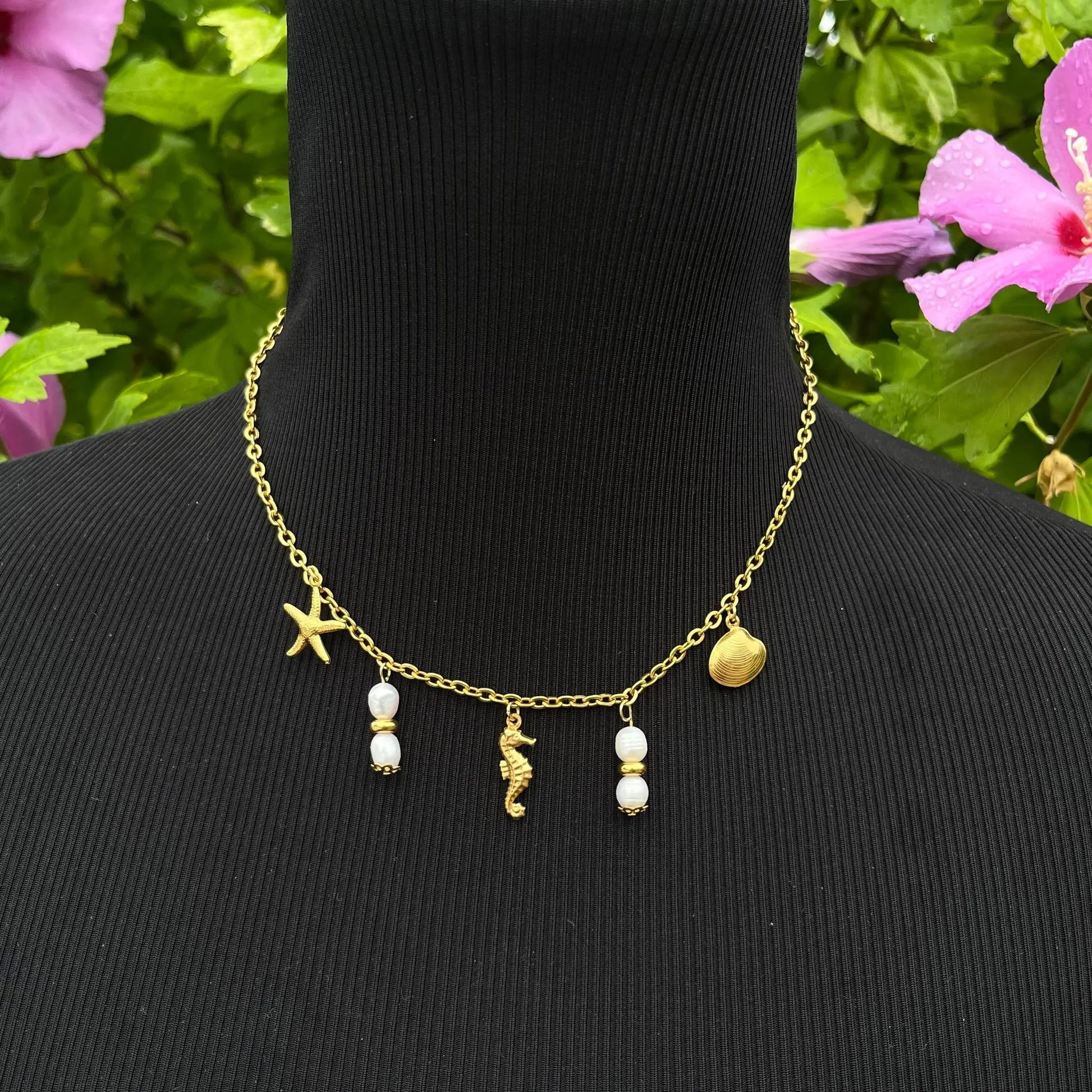 Collier Charms Océanis - Collier acier inoxydable et perle