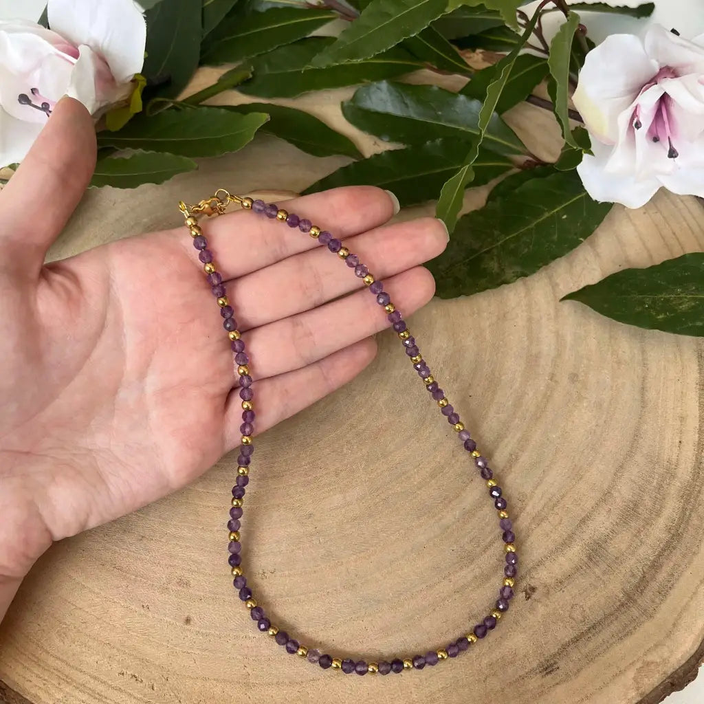 Collier Eden Améthyste - bijoux pierre naturelle et acier