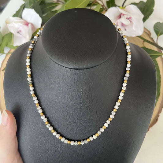 Collier Eden Howlite Blanche - Or / 40/45 cm - bijoux