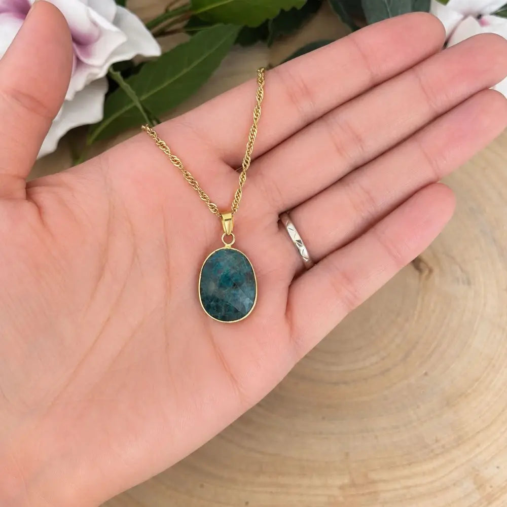 Collier Pendentif Apatite Naturelle Facettée – Forme Losange