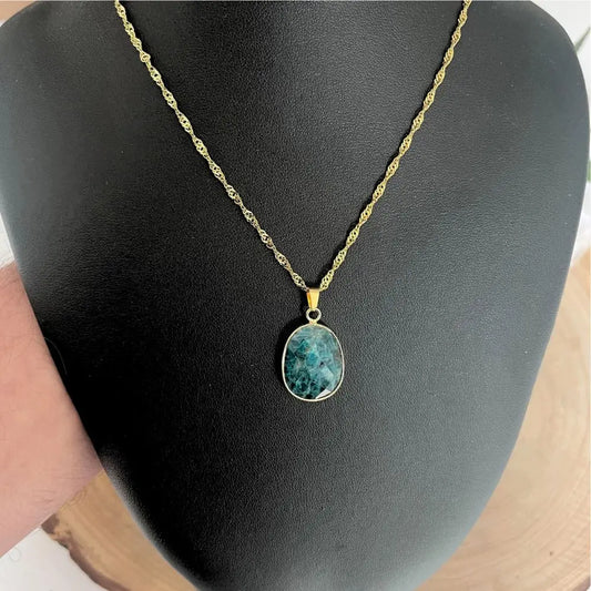 Collier Pendentif Apatite Naturelle Facettée – Forme Losange