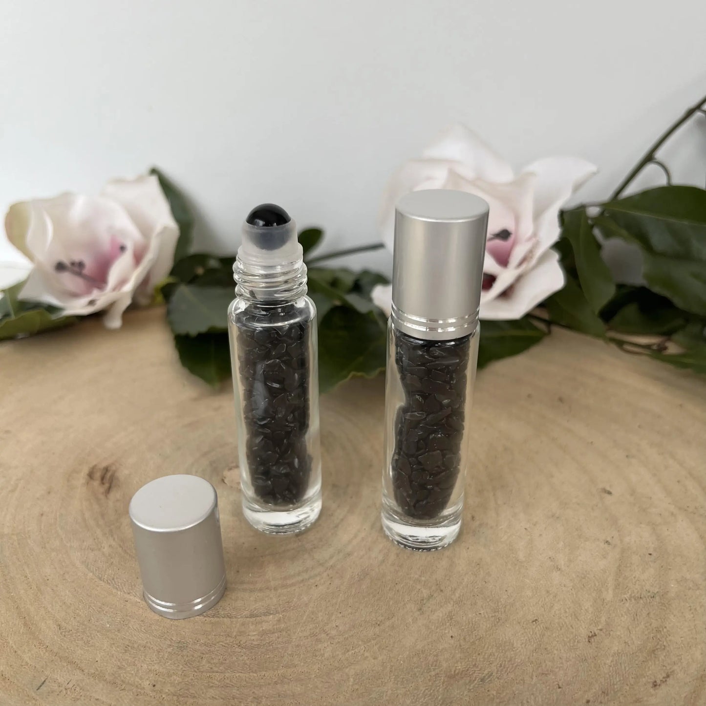 Flacon Roll-On en Obsidienne Noire – 10 ml | Pierre
