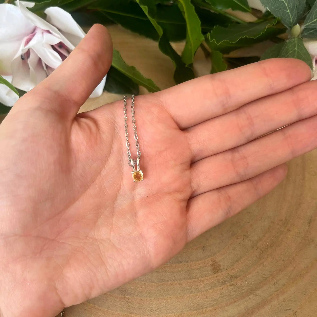 Mini Pendentif Cercle en avec Citrine
