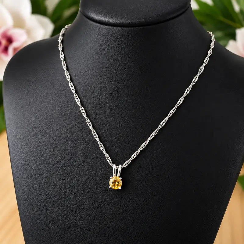 Mini Pendentif Cercle en avec Citrine