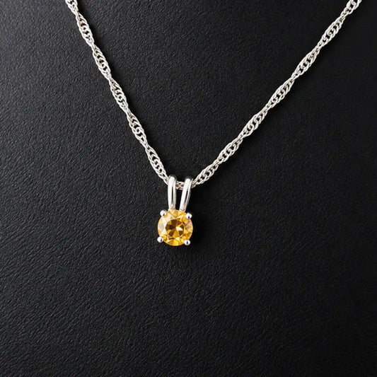 Mini Pendentif Cercle en avec Citrine