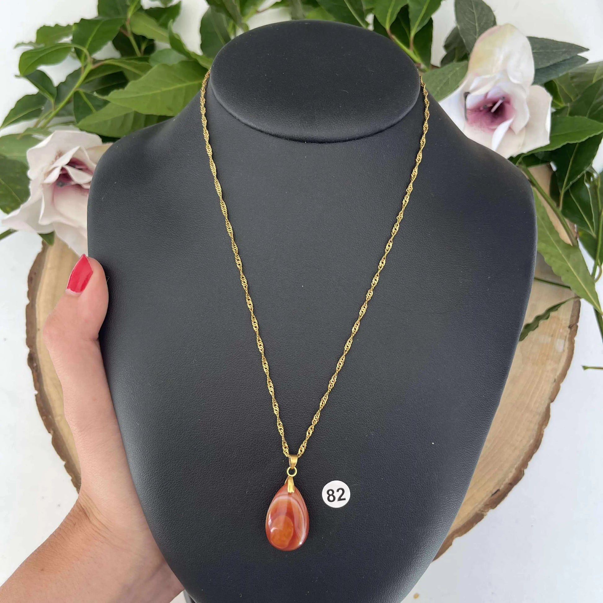 Pendentif en Cornaline - Amour et dynamisme. - Or / 82