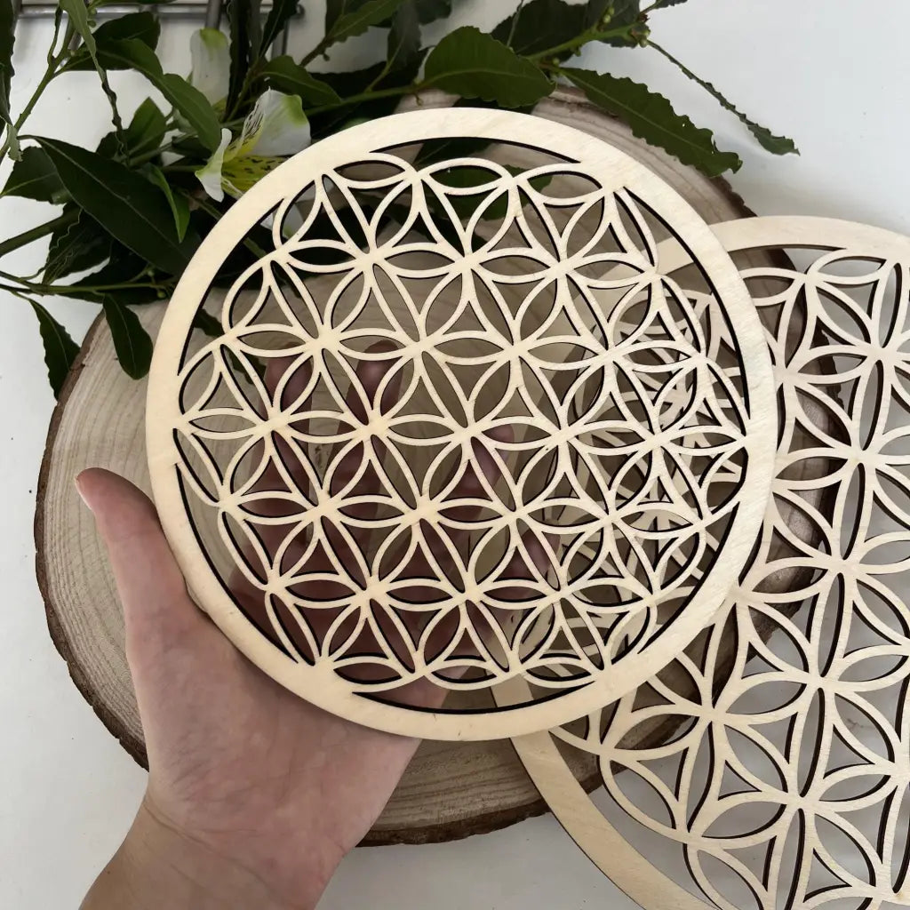 Plateau Fleur de Vie en Bois diametre 20 cm