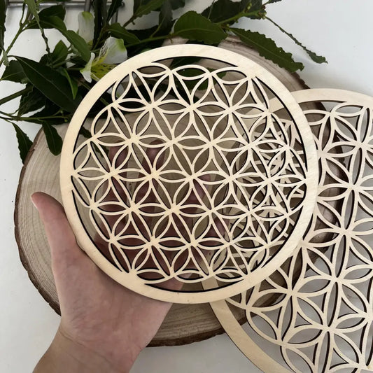 Plateau Fleur de Vie en Bois diametre 20 cm