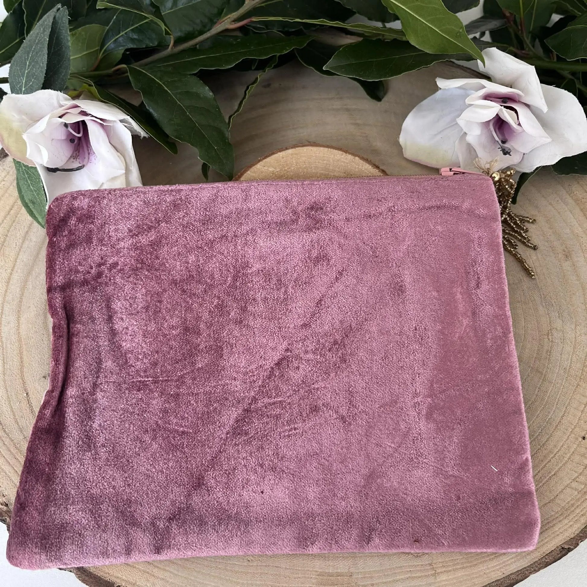 Pochette Velours Rose Arbre de Vie | Élégante et Pratique