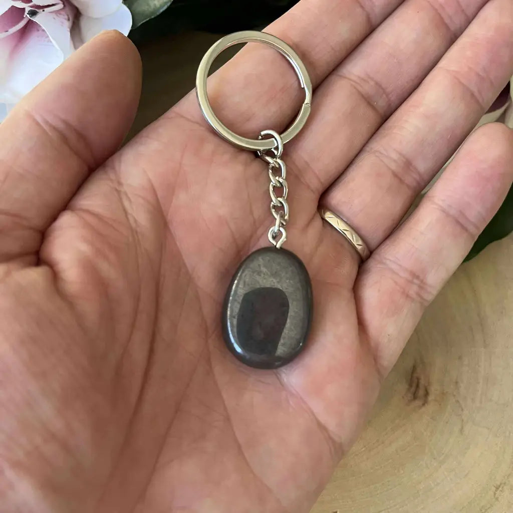 Porte-clés en Hématite Naturelle - porte clé pierre