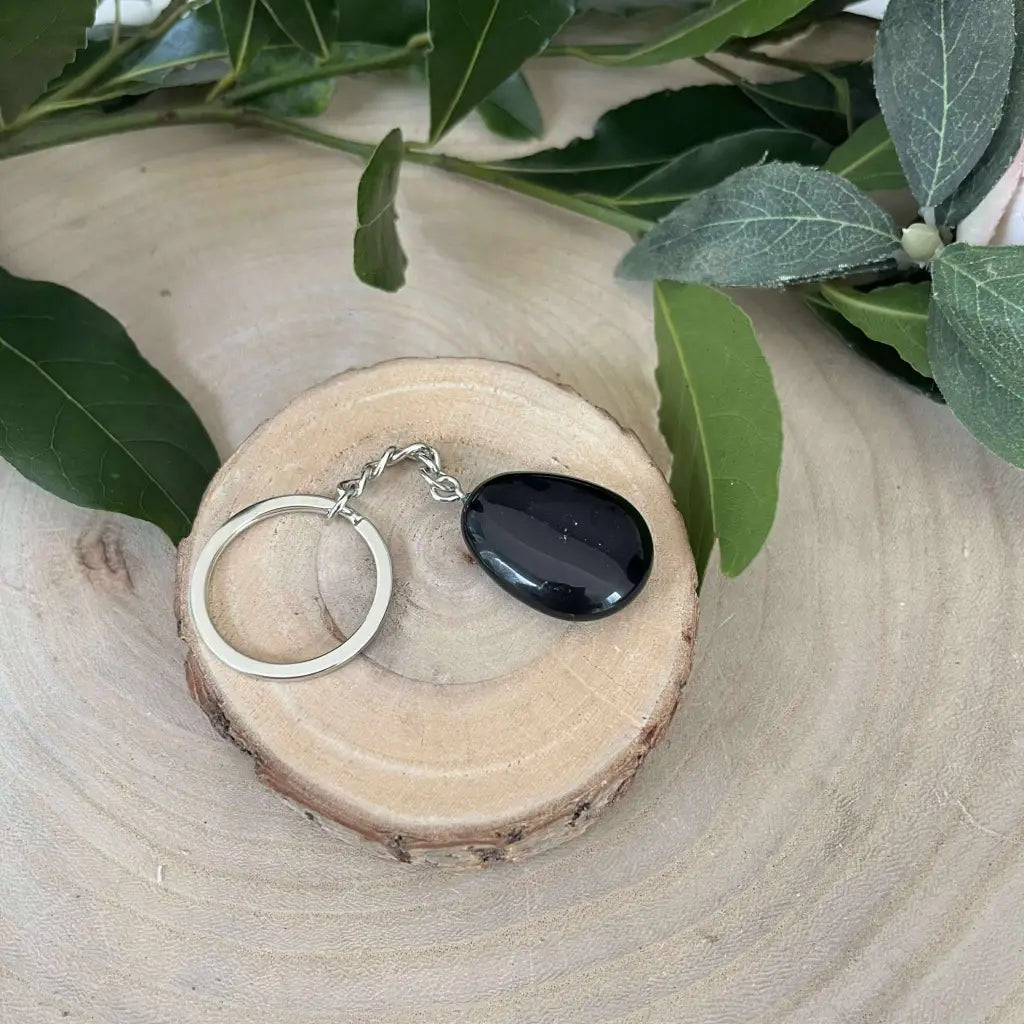 Porte-clés Obsidienne Noire Naturelle – Protection