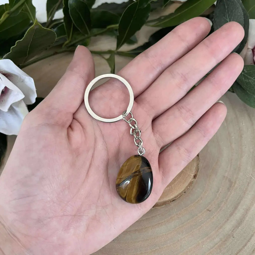 Porte-clés Œil de Tigre Naturel – Protection et Confiance